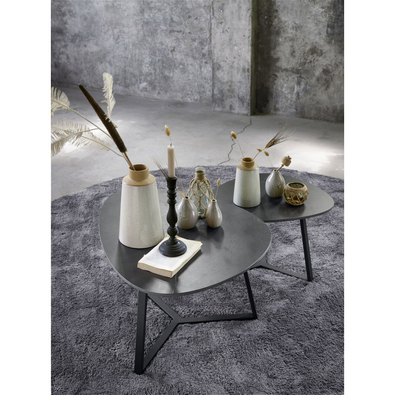 Salontafel Lineto 64x80 cm organisch zwart keramiek