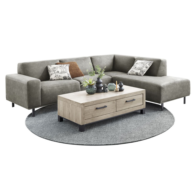 Hoekbank rechts Pantini microleder grafiet basic comfort