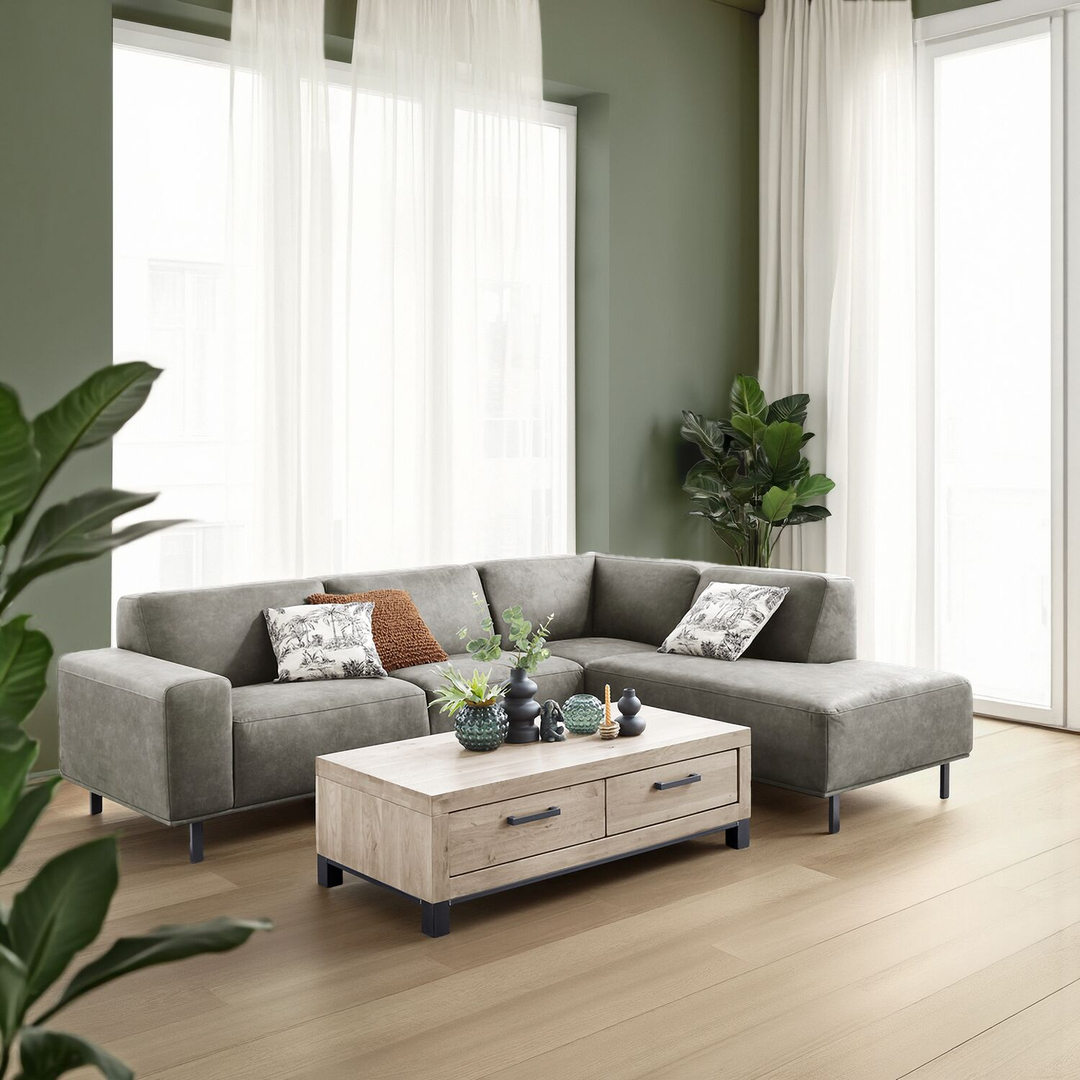 Hoekbank rechts Pantini microleder grafiet basic comfort