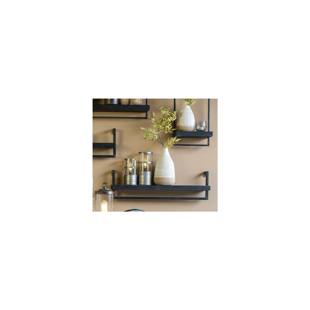Wandplank Pardal hout metaal 24x100 cm zwart