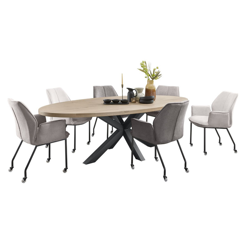 Eettafel Tavolo eikenhout 260x125 cm ovaal naturel grijs