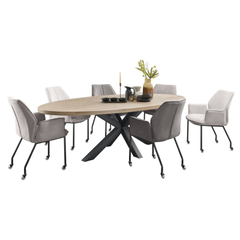 Eettafel Tavolo eikenhout 260x125 cm ovaal naturel grijs