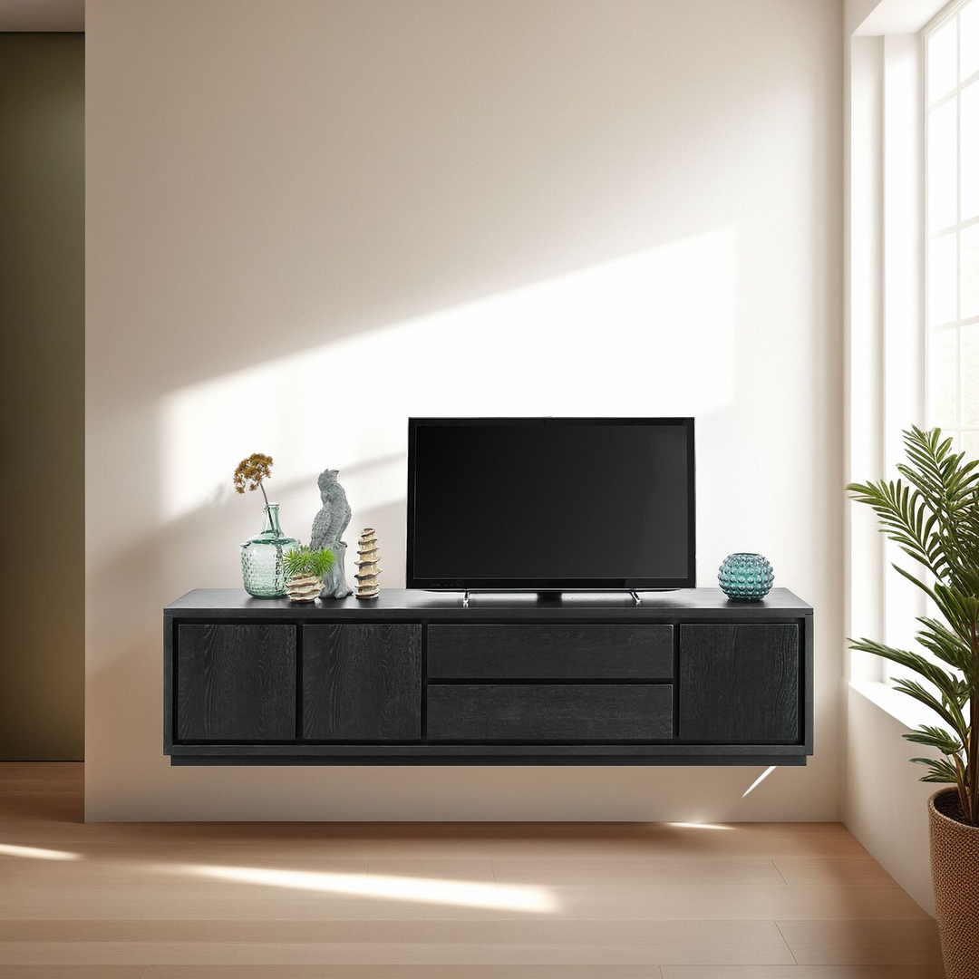 TV-meubel Lavio (203 cm) eiken zwart