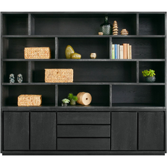 Wandmeubel Lavio eiken 242 cm zwart