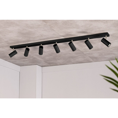 Plafondspot Mirare zwart metaal 7-spots