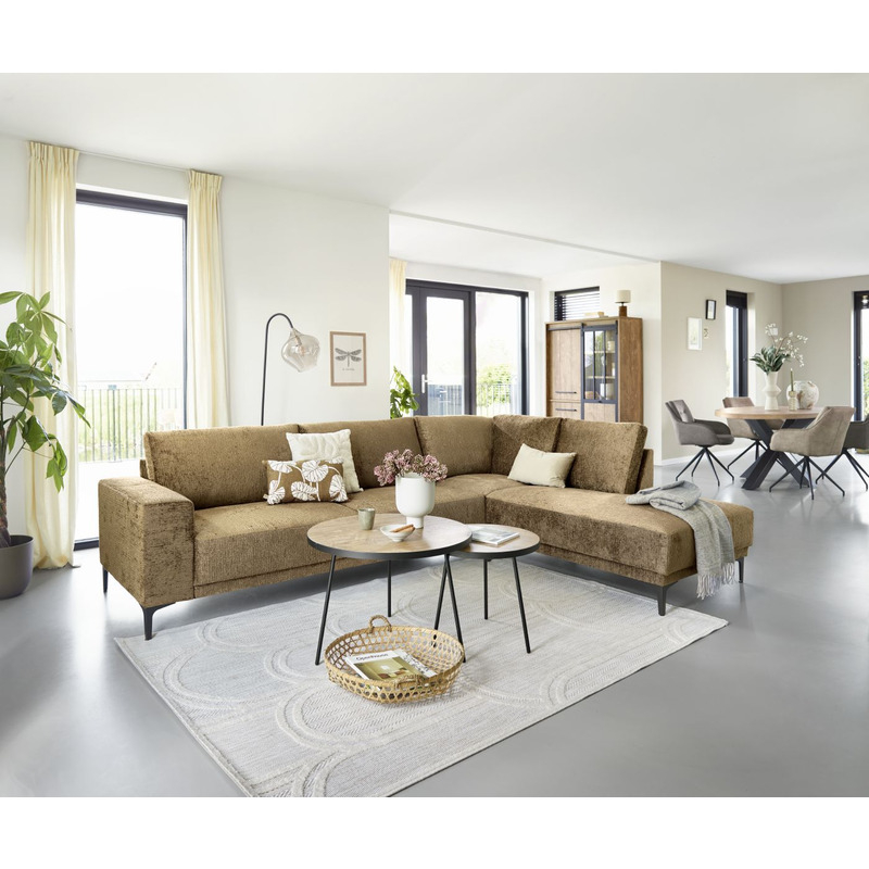 Hoekbank links Clanton bruin basic comfort
