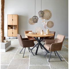 Eettafel Aska teak 130 cm rond naturel brushed