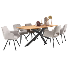 Eettafel Aska teak 260x110 cm Deens ovaal naturel brushed