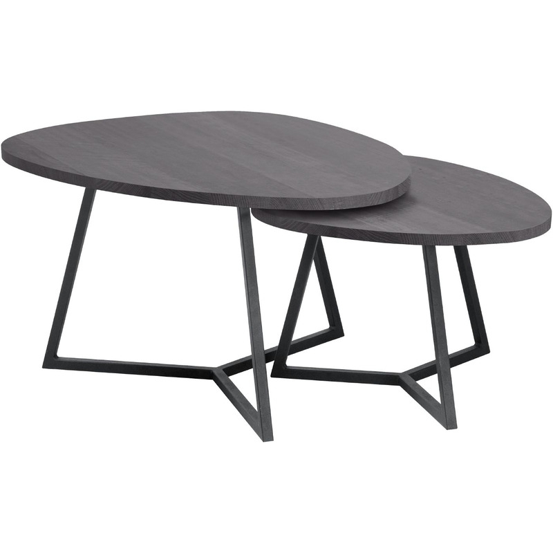 Salontafelset Locarnio 40 en 52 cm organisch zwart