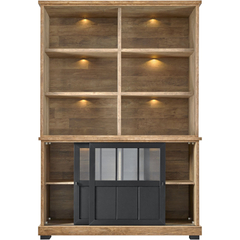 Boekenkast Ladonia 210x143x50 cm 2 glazen schuifdeuren