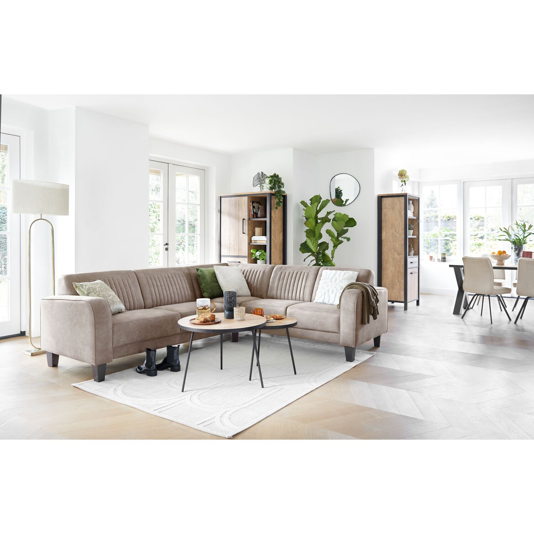 Hoekbank rechts Mills microleder taupe excellent comfort