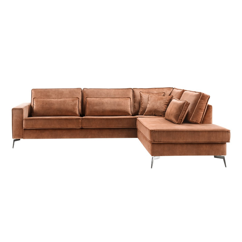 Hoekbank rechts Pomonte velvet bruin basic comfort