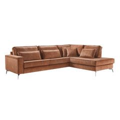 Hoekbank rechts Pomonte velvet bruin basic comfort