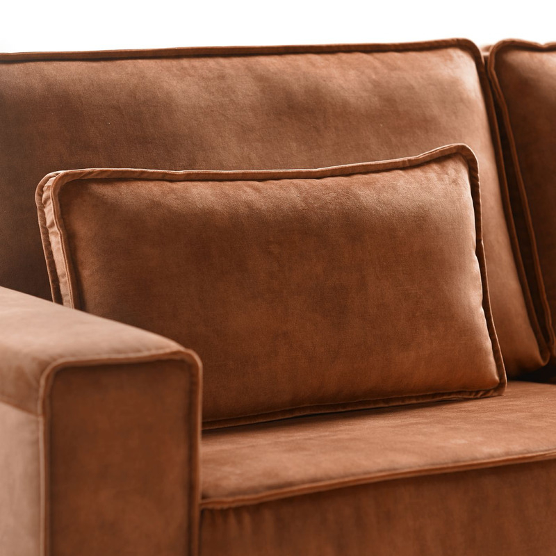 Hoekbank rechts Pomonte velvet bruin basic comfort