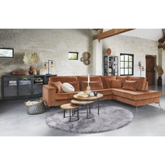Hoekbank rechts Pomonte velvet bruin basic comfort