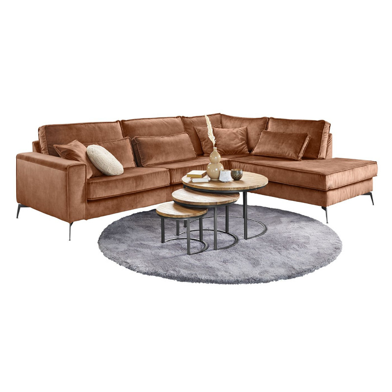 Hoekbank rechts Pomonte velvet bruin basic comfort