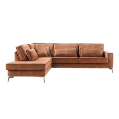 Hoekbank links Pomonte velvet bruin premium comfort