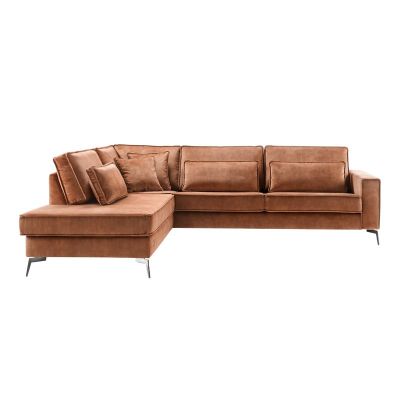 Hoekbank links Pomonte velvet bruin basic comfort
