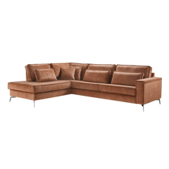 Hoekbank links Pomonte velvet bruin basic comfort
