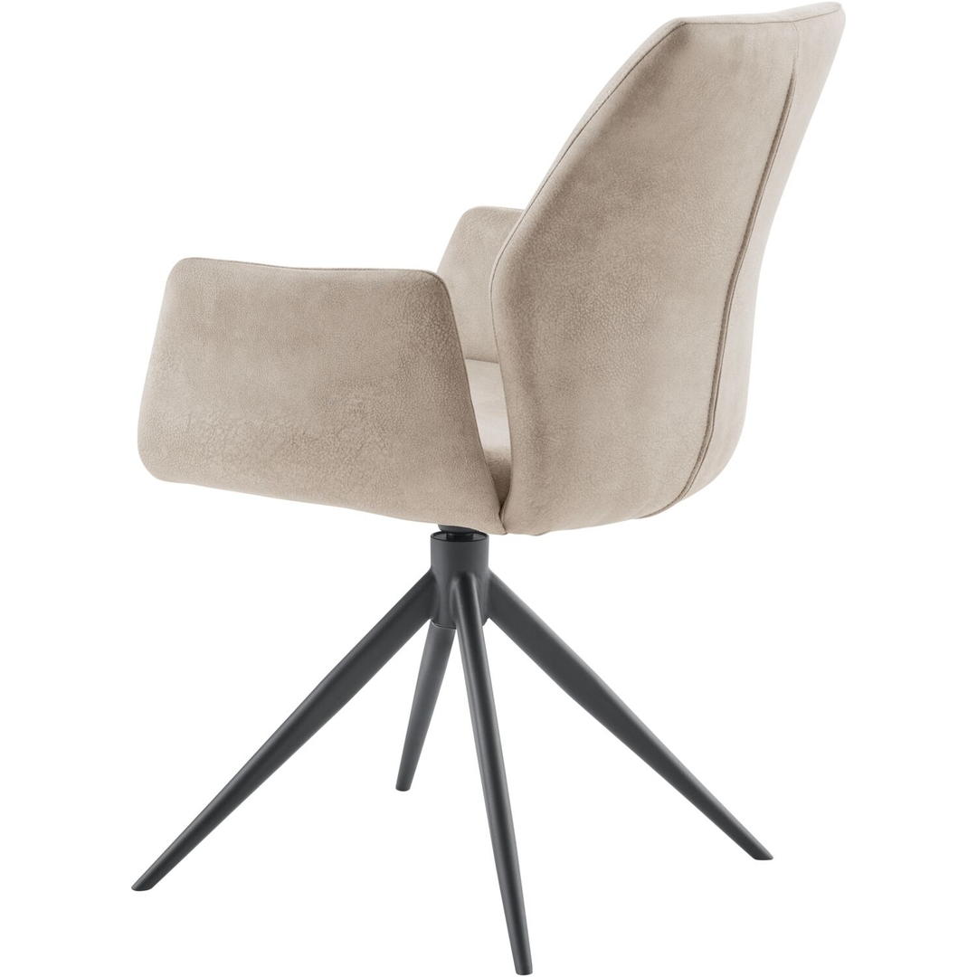 Eetkamerstoel Faido microvezel lichtbeige poot zwart