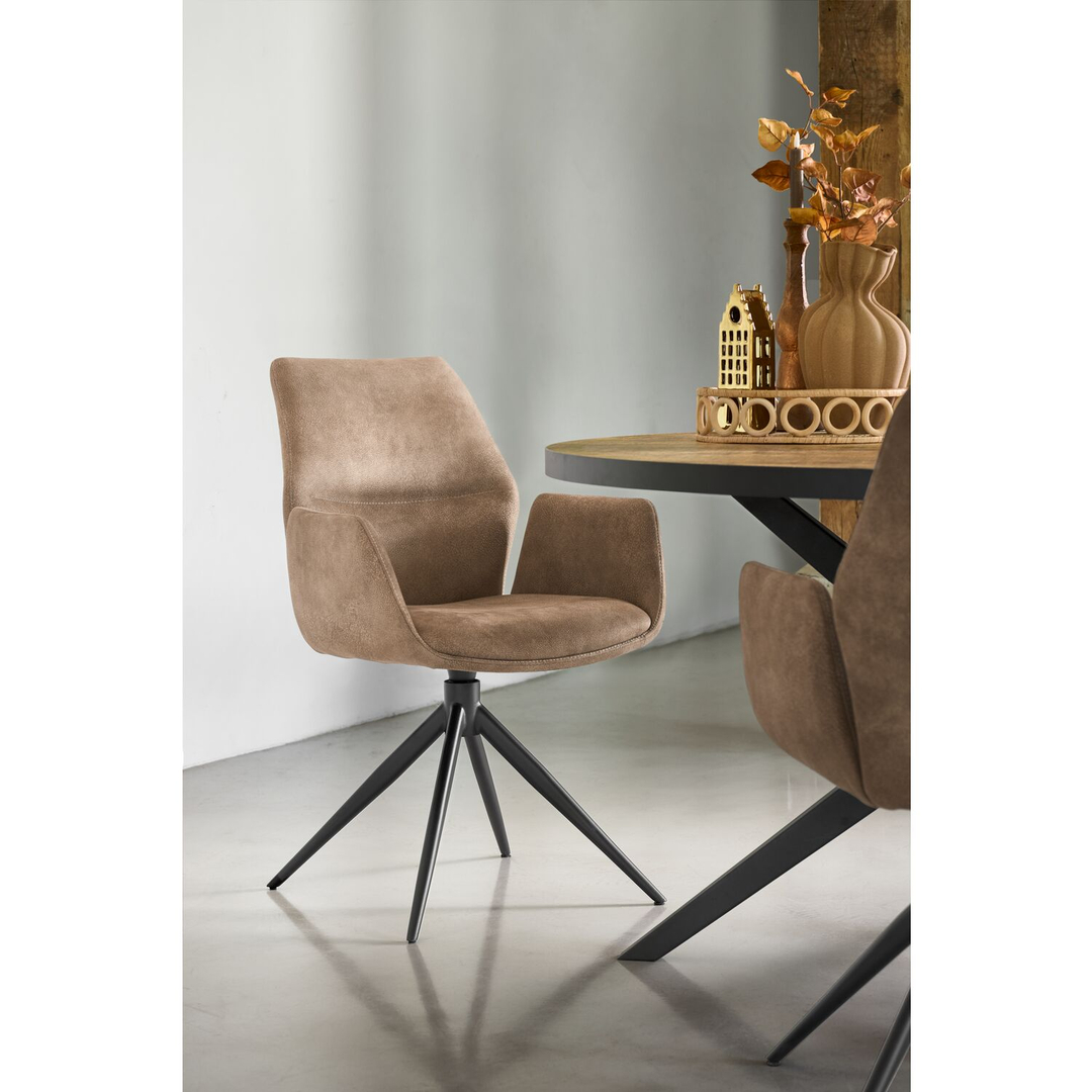 Eetkamerstoel Faido microvezel taupe poot zwart