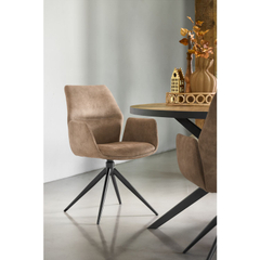 Eetkamerstoel Faido microvezel taupe poot zwart