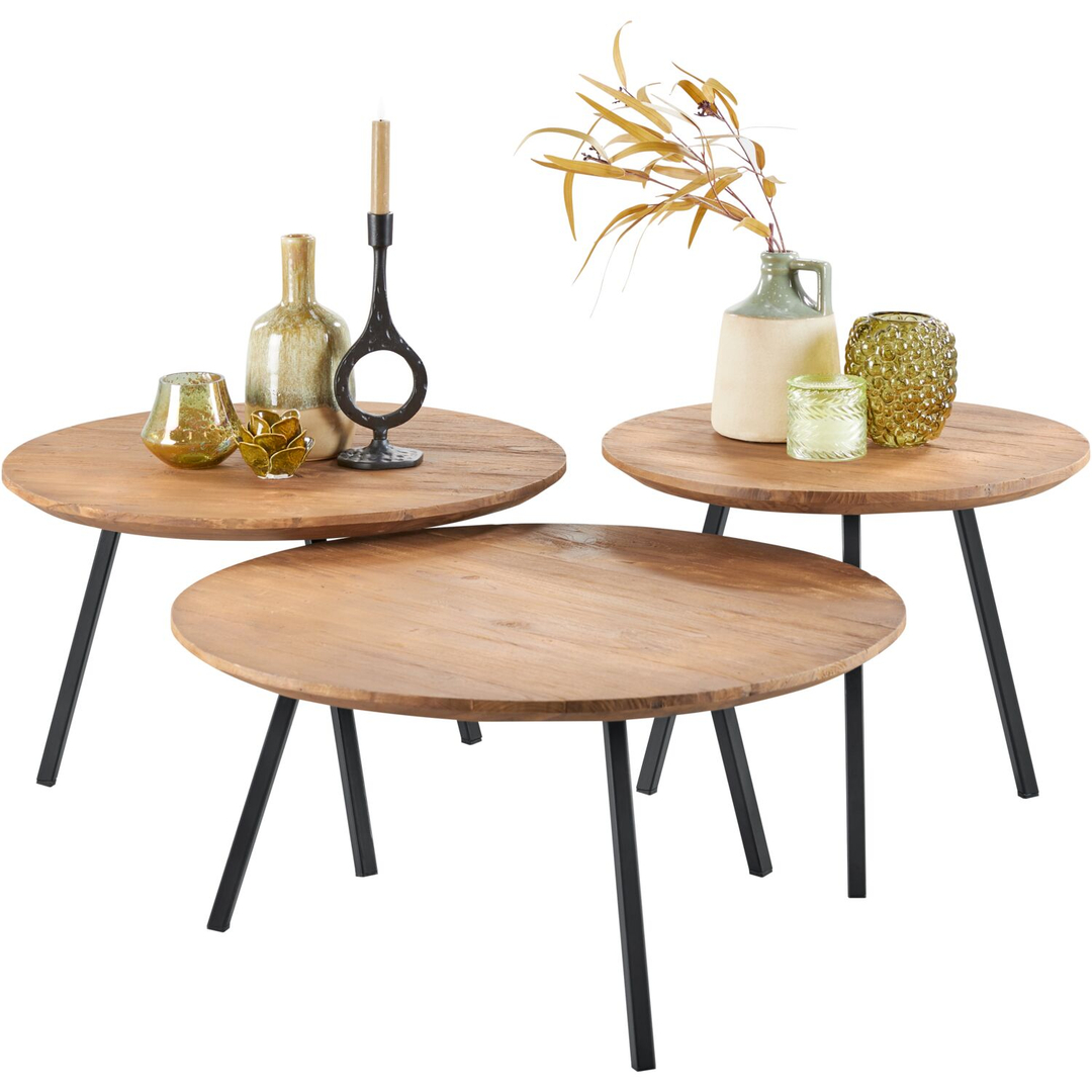 Salontafel Romaro 55 cm rond teak mix rough