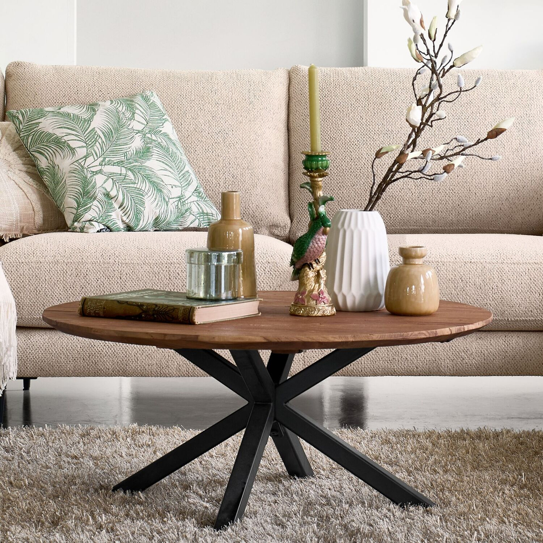Salontafel Romaro teakhout 90 cm rond mix rough