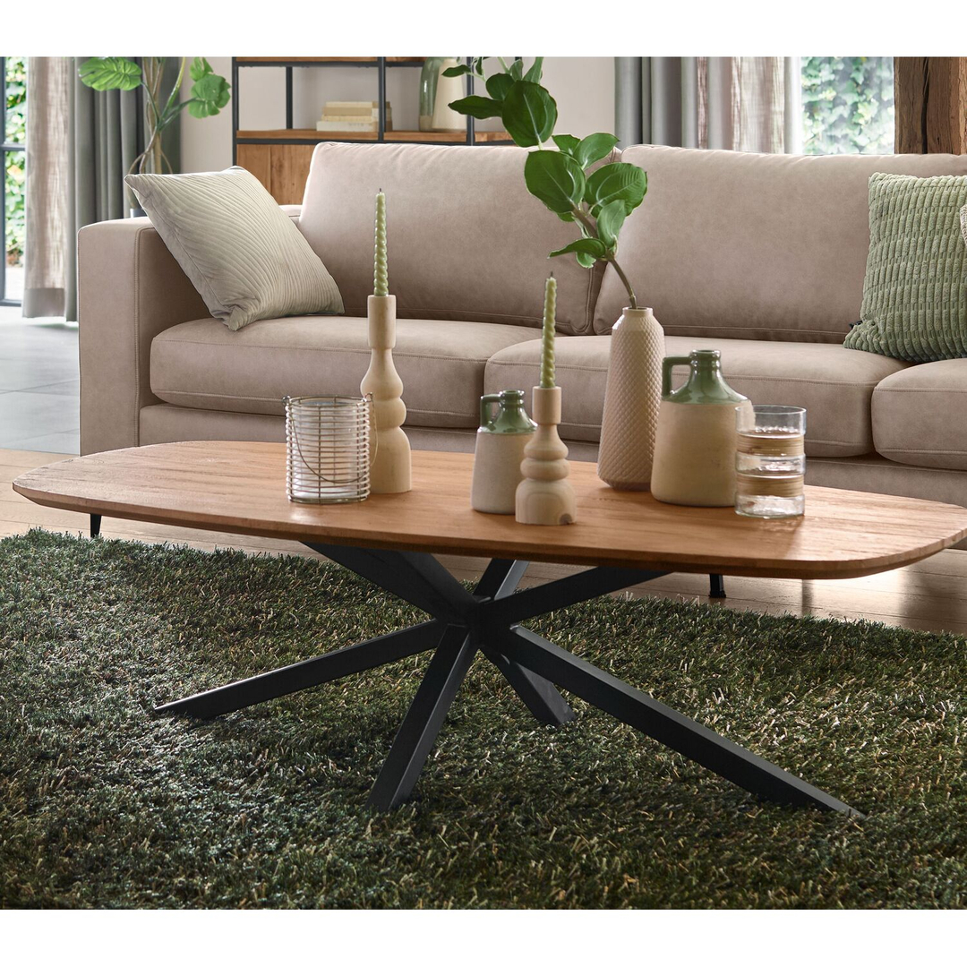 Salontafel Romaro teakhout 140x70 cm Deens ovaal mix rough