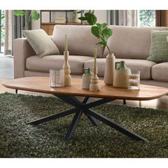 Salontafel Romaro teakhout 140x70 cm Deens ovaal mix rough