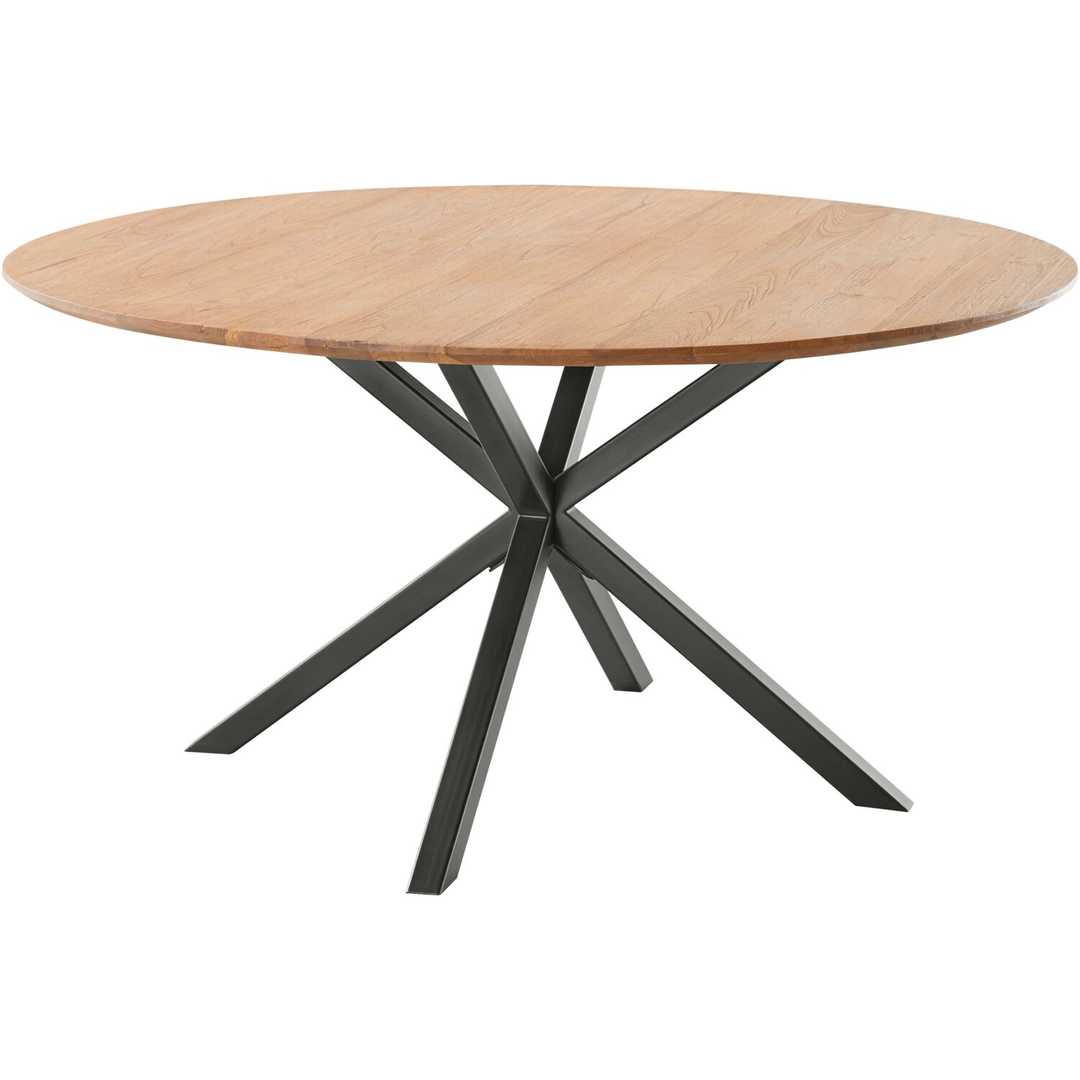 Eettafel Romaro teakhout 150 cm rond mix rough