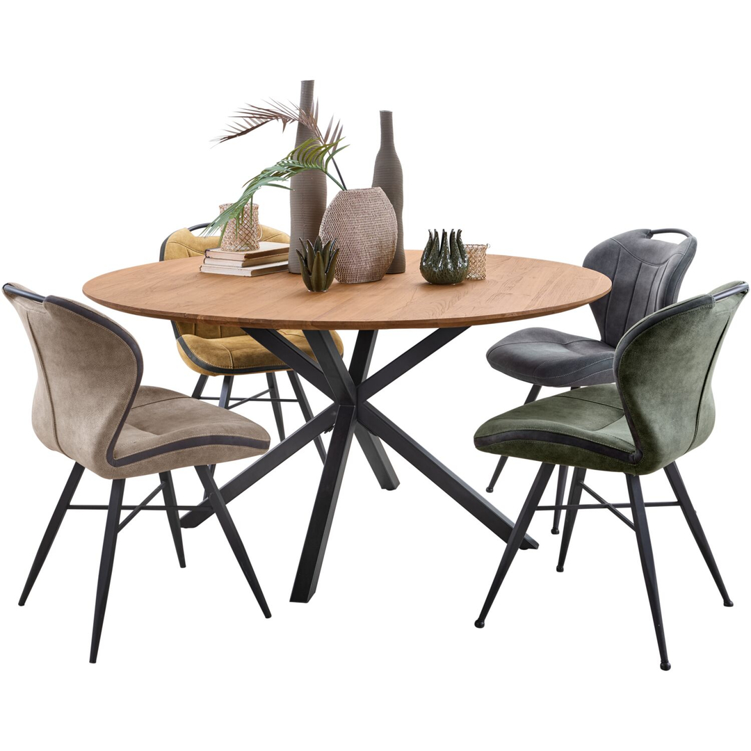 Eettafel Romaro teakhout 150 cm rond mix rough