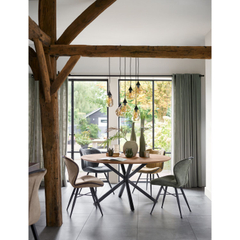 Eettafel Romaro teakhout 150 cm rond mix rough