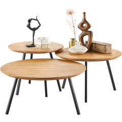 Salontafel Aska teakhout 75 cm rond naturel brushed