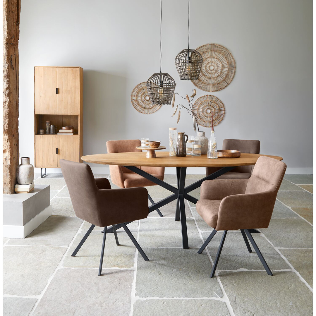 Eettafel Aska teak 200x100 cm ovaal naturel brushed