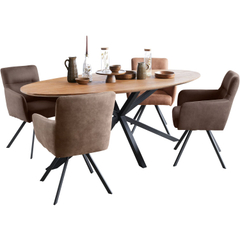 Eettafel Aska teak 200x100 cm ovaal naturel brushed
