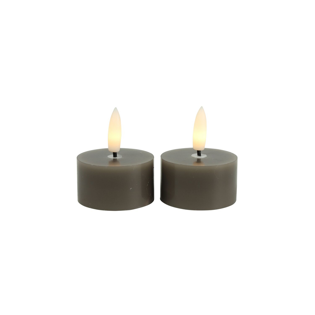 Theelicht Benevento LED grijs 4 cm rond set van 2