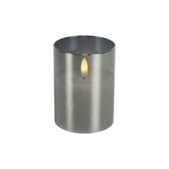 Kaars Caposele LED small grijs glas rond