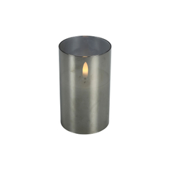 Kaars Caposele LED medium grijs glas rond