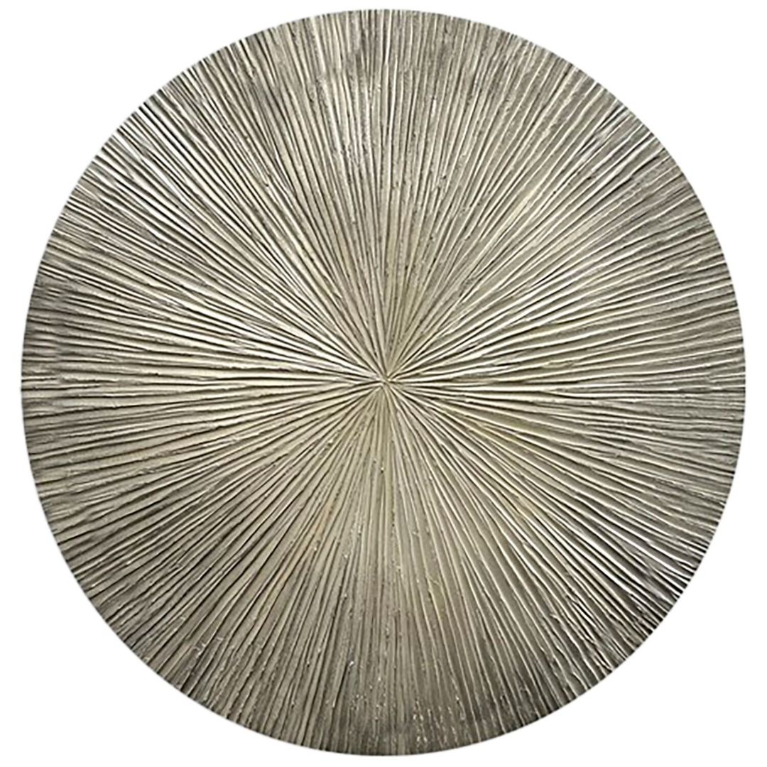 Wandornament Pictura 60 cm rond gestreept grijs