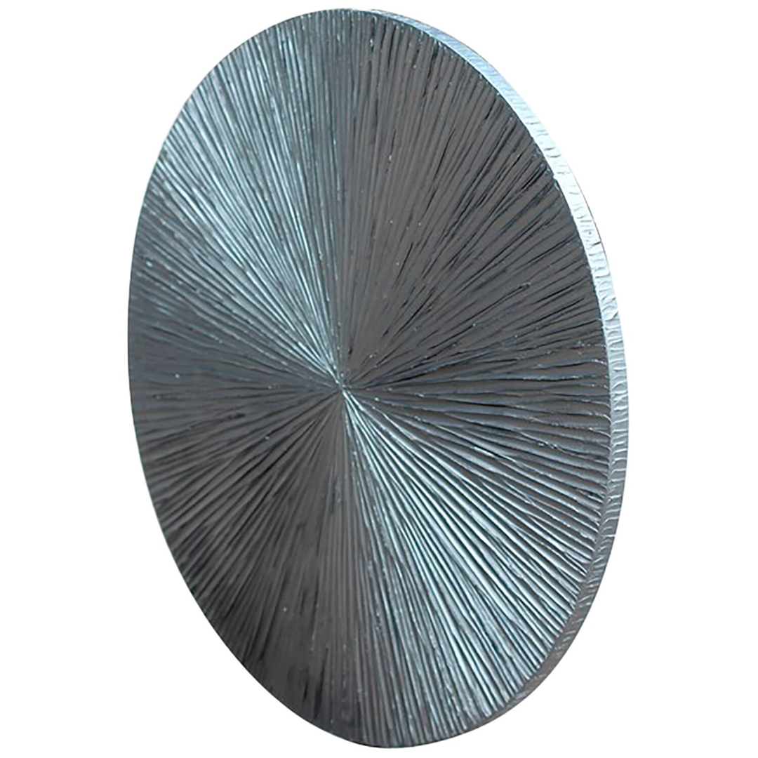 Wandornament Pictura 60 cm rond gestreept zilver