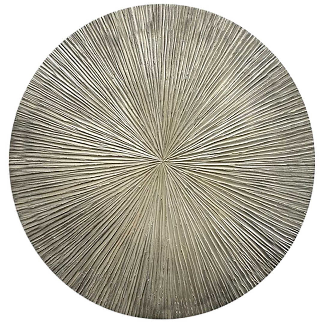 Wandornament Pictura 80 cm rond gestreept grijs
