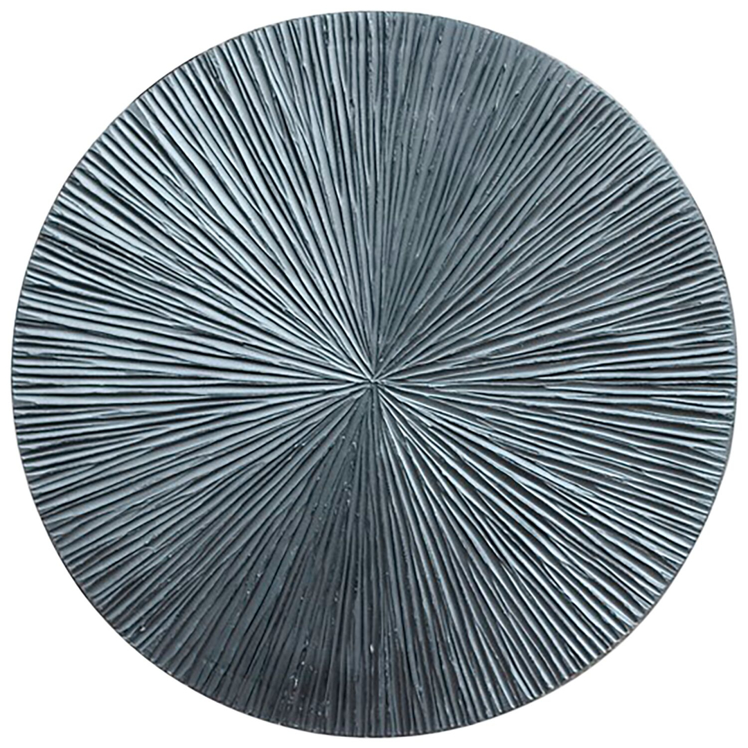 Wandornament Pictura 100 cm rond gestreept zilver