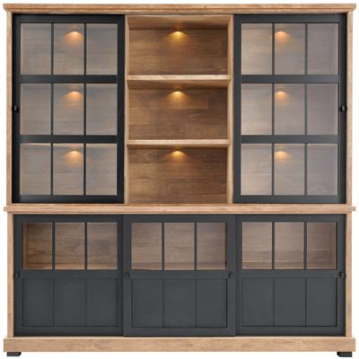 Vitrinekast Ladonia 210x209x50 cm 5 glazen schuifdeuren