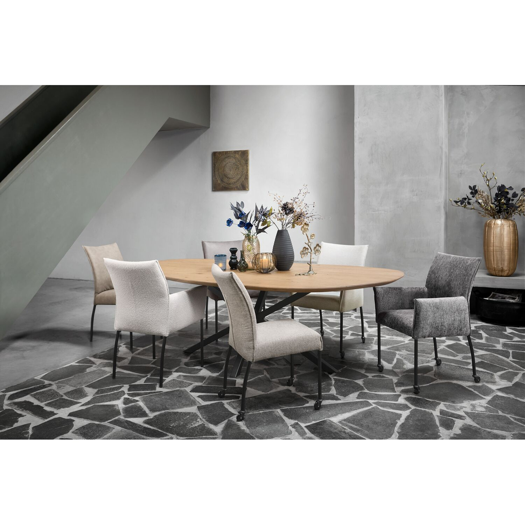 Eettafel Tavolo eikenhout 230x115 cm kiezel bruin