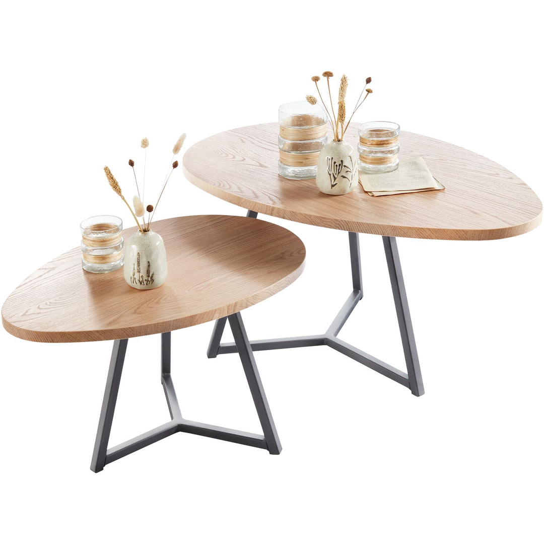 Salontafelset Locarnio 40 en 52 cm organisch misty oak
