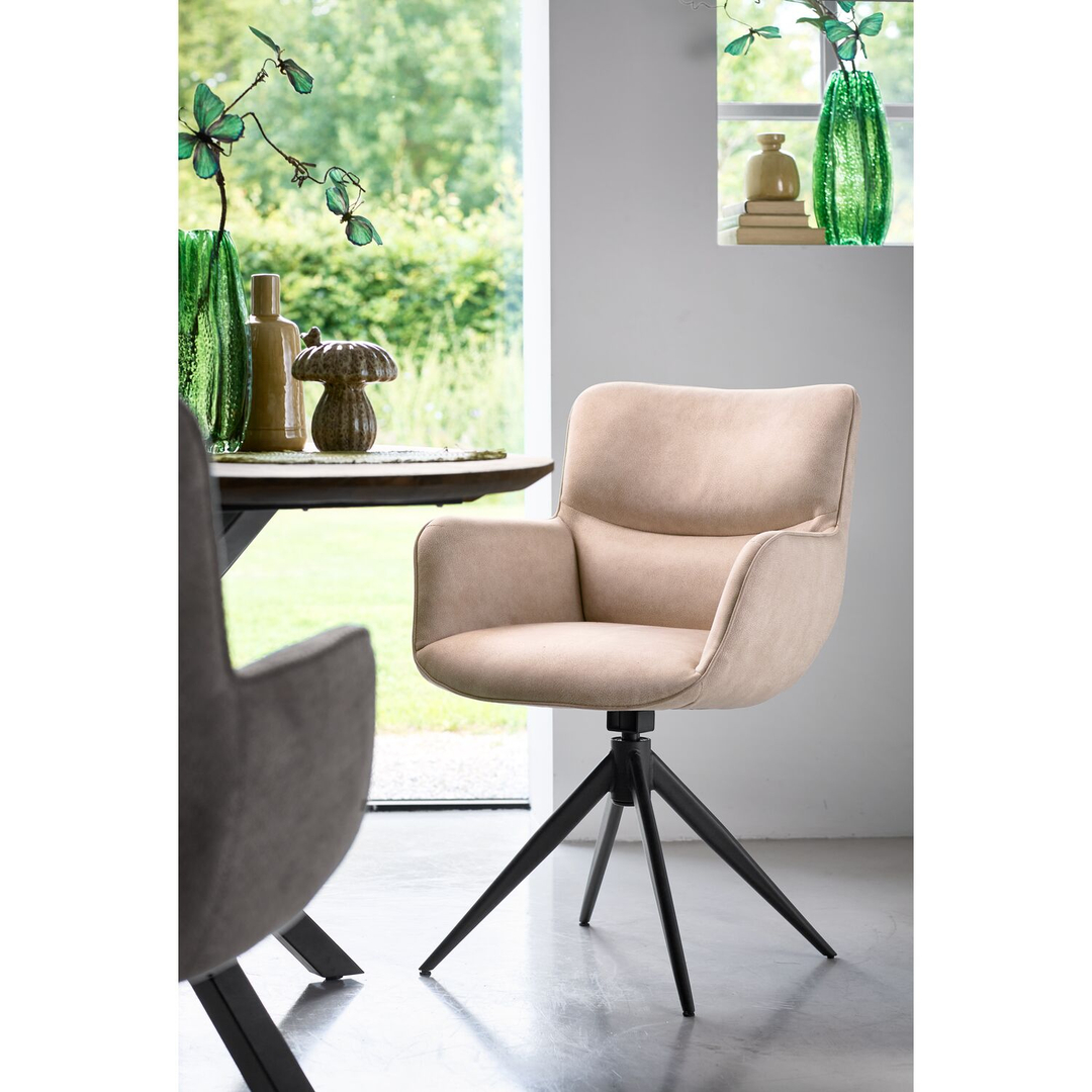 Eetkamerstoel Lasanto draaibaar microvezel beige