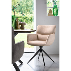 Eetkamerstoel Lasanto draaibaar microvezel beige
