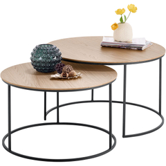 Salontafelset Ferbane misty oak 65 en 75 cm rond