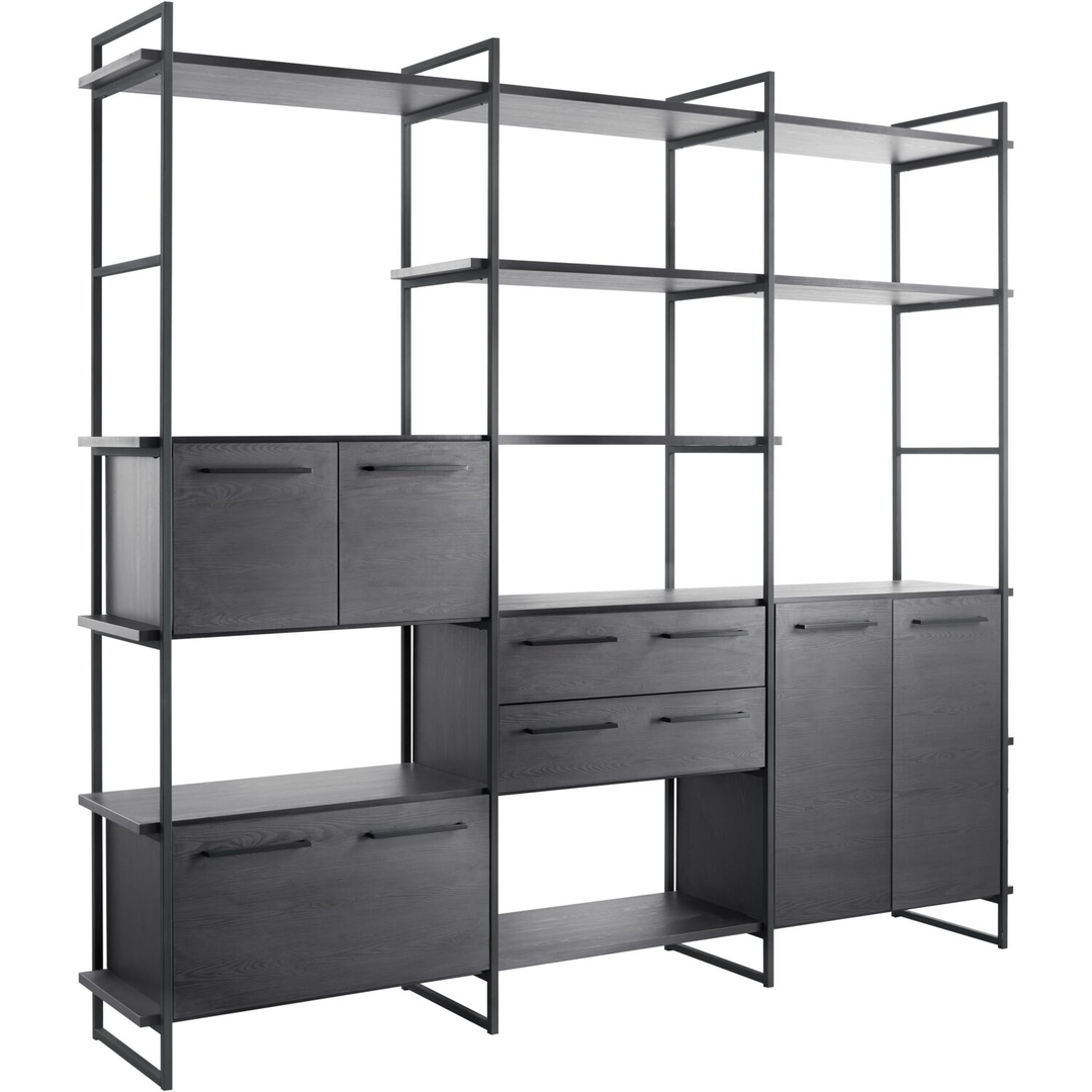 Wandkast Sistema 226x244x45 cm zwart